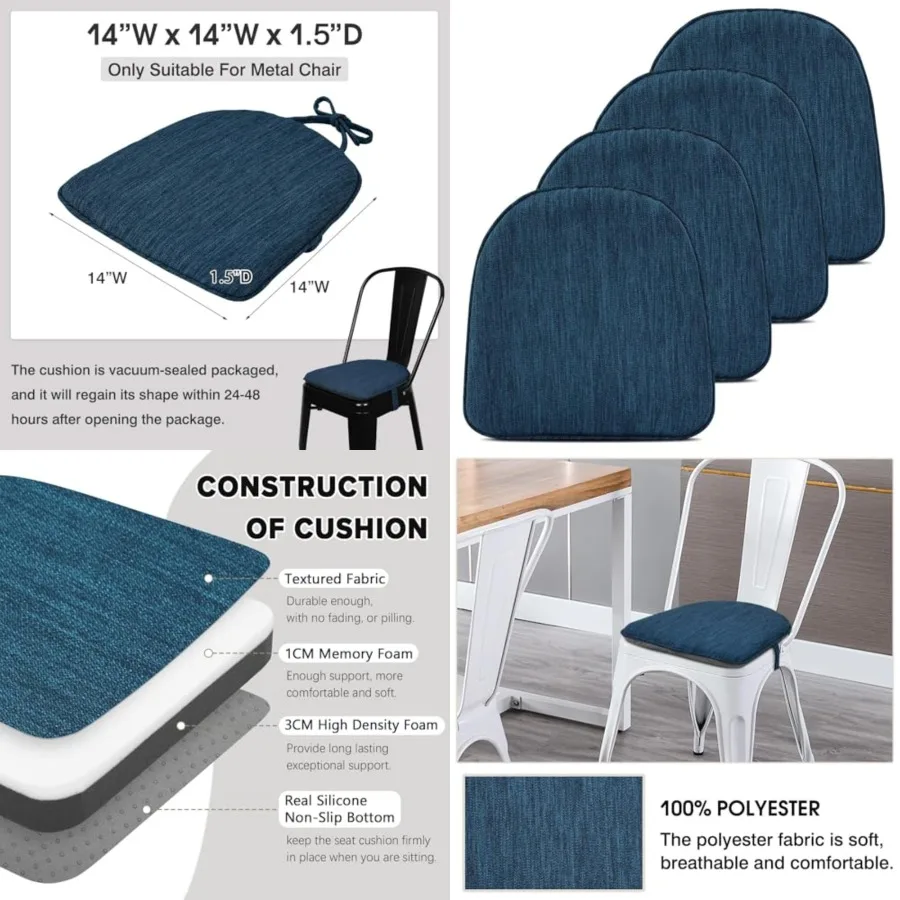 Set of 4 Memory Foam Dual-Layer Design Metal Dining Chair Pads Bar Stool Cushion with Ties for Metal Chairs or Bar Stools - 4 C
Set of 4 Memory Foam Dual-Layer Design Metal Dining Chair Pads Bar Stool Cushion with Ties for Metal Chairs or Bar Stools - 4 C