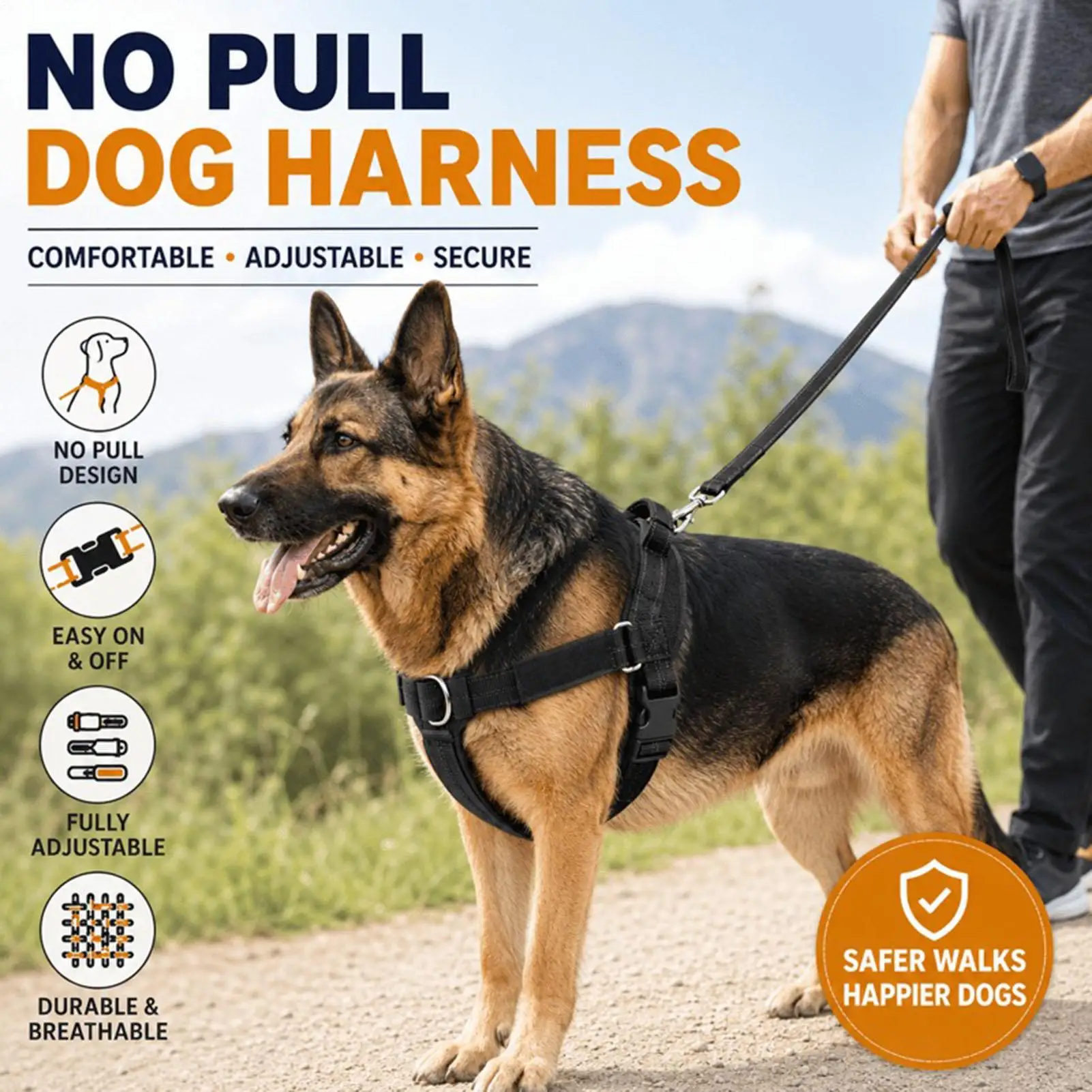 Dog Harness No Pull Breathable Mesh Adjustable Anti-Choke Escape Proof Dog Vest Harness For Daily Walking Training Weekend
Dog Harness No Pull Breathable Mesh Adjustable Anti-Choke Escape Proof Dog Vest Harness For Daily Walking Training Weekend