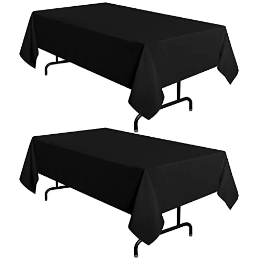 2 Pack Tablecloth 60 x 102 Inch, Rectangle 6 Feet Table Cloth - Stain and Wrinkle Resistant Washable Polyester Table Cover for
