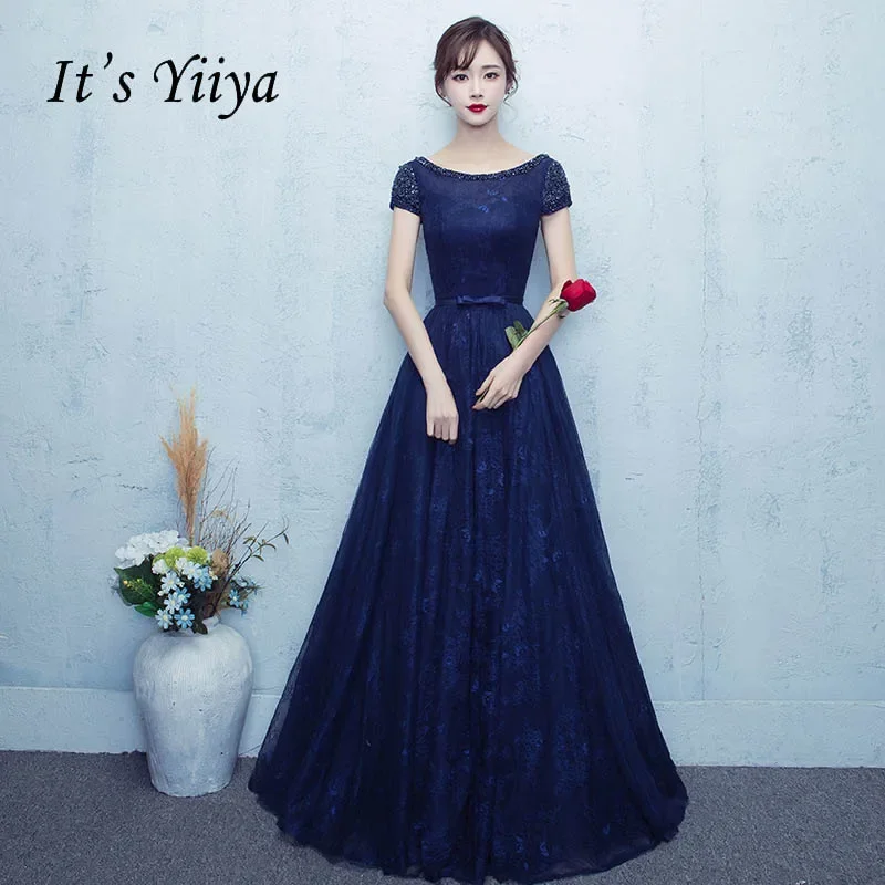 It's YiiYa Customized Evening Dress Navy Blue Beading O-neck Short Sleeves A-line Floor Length Plus size Woman Party Gown X057
It's YiiYa Customized Evening Dress Navy Blue Beading O-neck Short Sleeves A-line Floor Length Plus size Woman Party Gown X057
