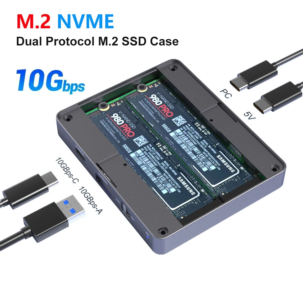 Корпус с двумя отсеками NVMe SATA SSD M.2 Dual NVMe Корпус для жесткого диска 10 Гбит/с USB C 3.2 GEN2 Адаптер для внешнего жесткого диска
Корпус с двумя отсеками NVMe SATA SSD M.2 Dual NVMe Корпус для жесткого диска 10 Гбит/с USB C 3.2 GEN2 Адаптер для внешнего жесткого диска