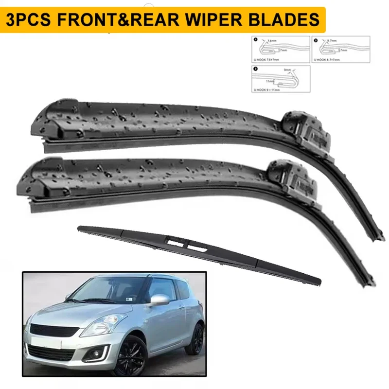 Wiper Front & Rear Wiper Blades Set Kit For Suzuki Swift Hatchback 2010 - 2017 Windscreen Windshield Window 21"+18"+10"