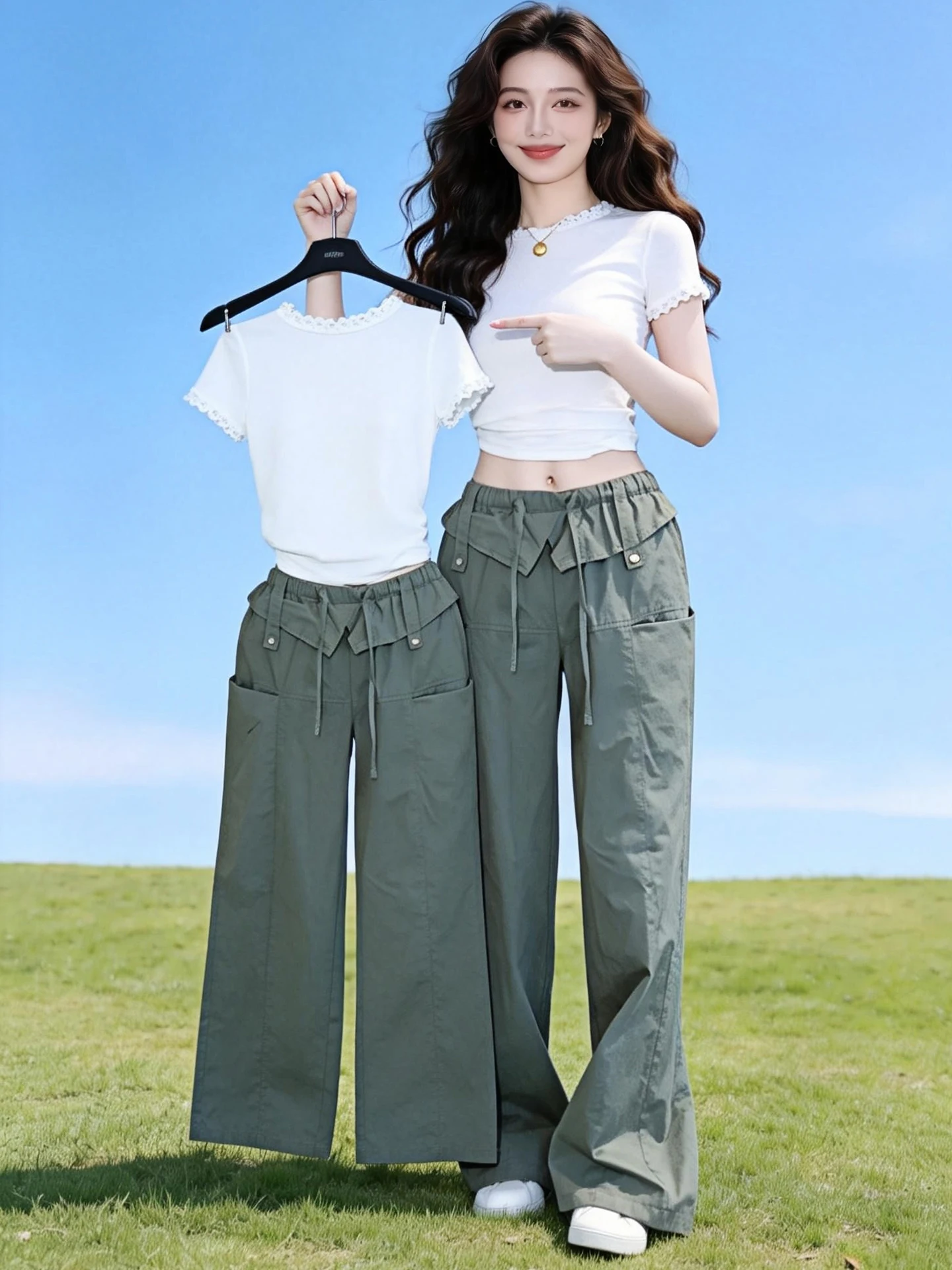 Fashionable Women's Summer 2026 Short Sleeve T-Shirt High Waist Wide Leg Pants Casual Two-Piece Set Trendy Commute Style
Fashionable Women's Summer 2026 Short Sleeve T-Shirt High Waist Wide Leg Pants Casual Two-Piece Set Trendy Commute Style