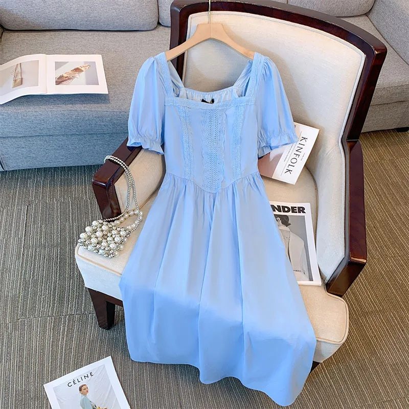 150Kg Plus Size Women's Bust 148 Summer Loose French Gentle Style Square Neck Dress Blue 5XL 6XL 7XL 8XL 9XL
150Kg Plus Size Women's Bust 148 Summer Loose French Gentle Style Square Neck Dress Blue 5XL 6XL 7XL 8XL 9XL