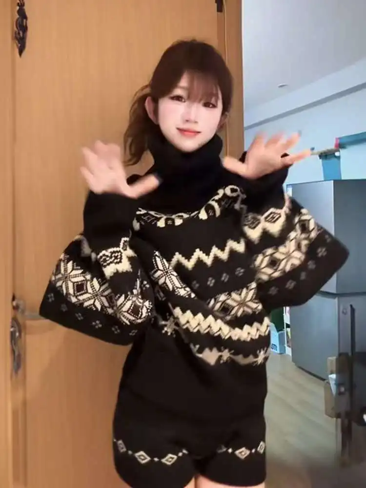 Korean Sle Sweet High Ne Knitted Sweater Set with Fair Isle Embroidery Women's Autumn Winter Faion Casual Outfit ort ...
Korean Sle Sweet High Ne Knitted Sweater Set with Fair Isle Embroidery Women's Autumn Winter Faion Casual Outfit ort ...
