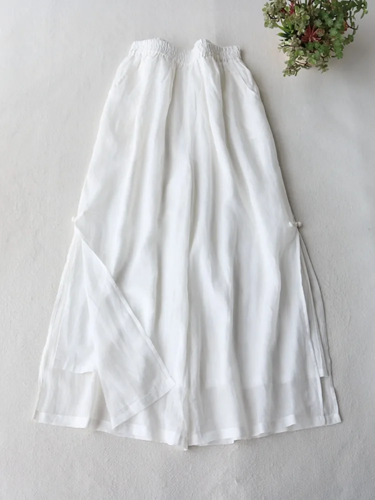 Summer Thin Wide Leg Pants Women's Loose Cotton Linen Casual Trousers Slit Button Drifting Skirt Pants High Waist Long Pants
Summer Thin Wide Leg Pants Women's Loose Cotton Linen Casual Trousers Slit Button Drifting Skirt Pants High Waist Long Pants