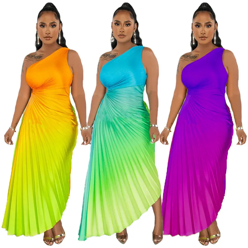 Women Gradient Printed Pleated One Shoulder Roll Waist Maxi Irregular Big Swing Dress 2023 Sexy Party Vestidos Dresses
Women Gradient Printed Pleated One Shoulder Roll Waist Maxi Irregular Big Swing Dress 2023 Sexy Party Vestidos Dresses