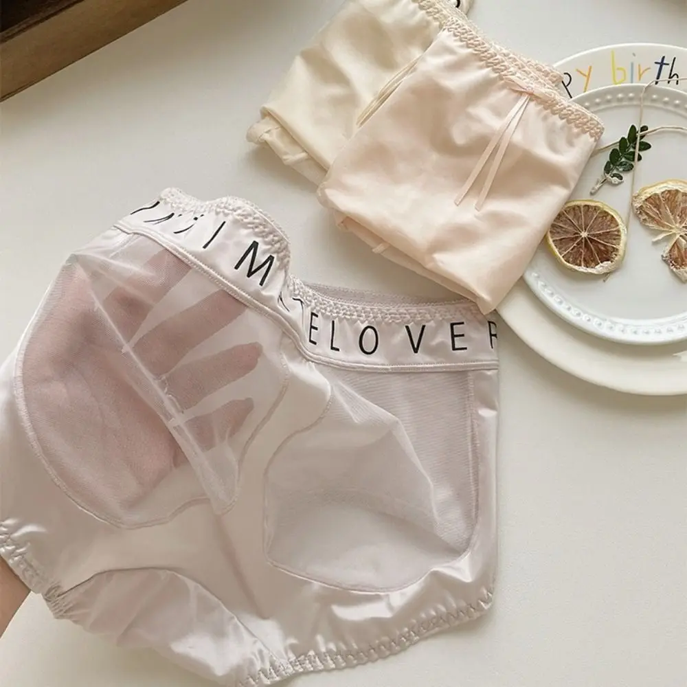 Sweet Mesh Satin Silk Panties Patchwork Cotton Crotch Seamless Briefs Letter Printing Underpants Underwear for Women Gifts
Sweet Mesh Satin Silk Panties Patchwork Cotton Crotch Seamless Briefs Letter Printing Underpants Underwear for Women Gifts
