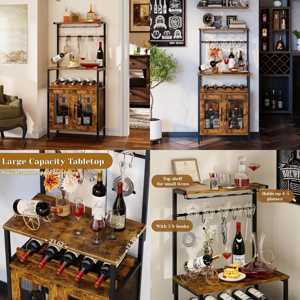 Трехуровневый напольный шкаф для алкоголя с винной полкой и местом для хранения стаканов для небольших помещений, кофейный бар в индустриальном стиле с S-образными крючками
Трехуровневый напольный шкаф для алкоголя с винной полкой и местом для хранения стаканов для небольших помещений, кофейный бар в индустриальном стиле с S-образными крючками