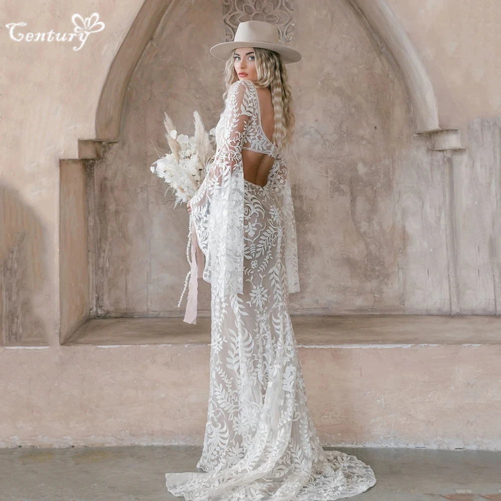 Boho Wedding Dress Lace Square Neck Long Bat Sleeve Backless Cutouts Mermaid Rustic Bridal Gown Beach Bride Dresses
Boho Wedding Dress Lace Square Neck Long Bat Sleeve Backless Cutouts Mermaid Rustic Bridal Gown Beach Bride Dresses