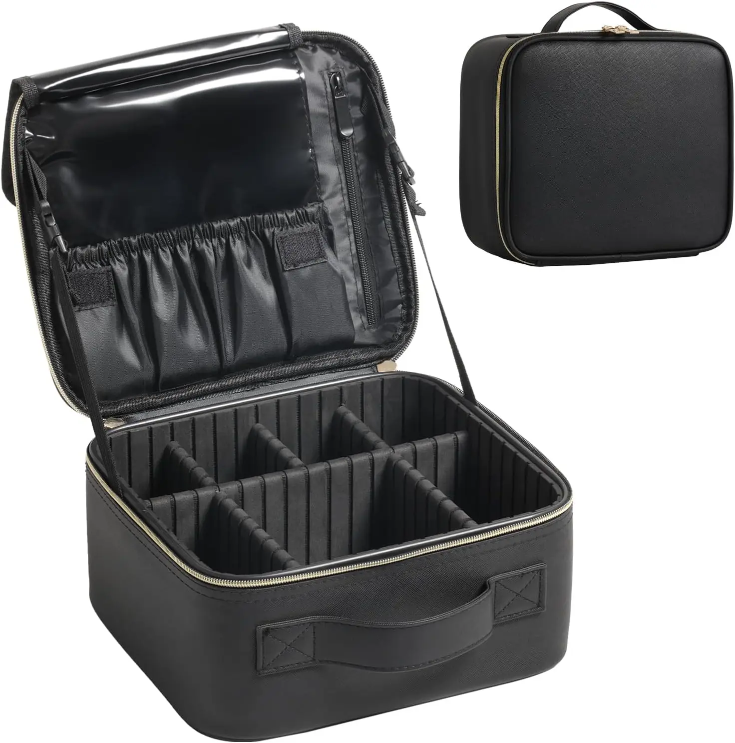 10" Large Makeup Travel Case, Waterproof Cosmetic Organizer with Compartments, Portable for Women, Black
10" Large Makeup Travel Case, Waterproof Cosmetic Organizer with Compartments, Portable for Women, Black