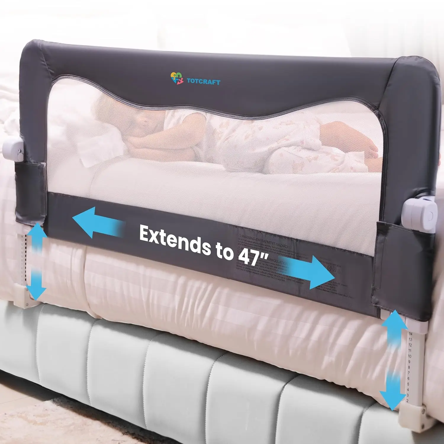 Adjustable Bed Rail for Toddlers - Fits Twin, Full & Queen Beds with 14 Height Levels - ASTM Certified Safety Guard
Adjustable Bed Rail for Toddlers - Fits Twin, Full & Queen Beds with 14 Height Levels - ASTM Certified Safety Guard
