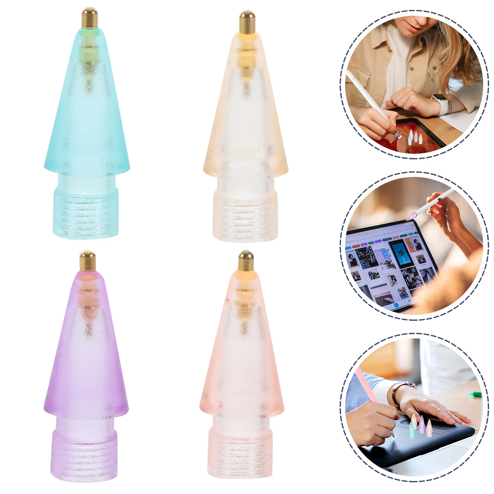 4Pcs Stylus Tip Replacement for Pencil Precise Control Transparent Nibs Smooth Writing Accurate Drawing Stylus Tip