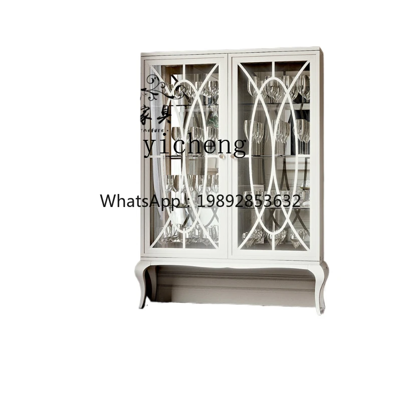 TQH solid wood glass wine cabinet French white retro dining side cabinet display cabinet living room furniture
TQH solid wood glass wine cabinet French white retro dining side cabinet display cabinet living room furniture