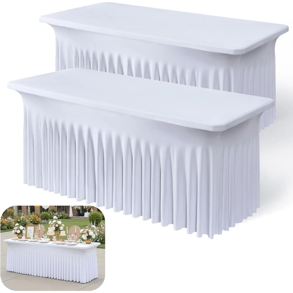 White Spandex 6ft Tablecloths for Rectangle Tables, Wrinkled-Free Elegant Stretchy Table Covers
White Spandex 6ft Tablecloths for Rectangle Tables, Wrinkled-Free Elegant Stretchy Table Covers