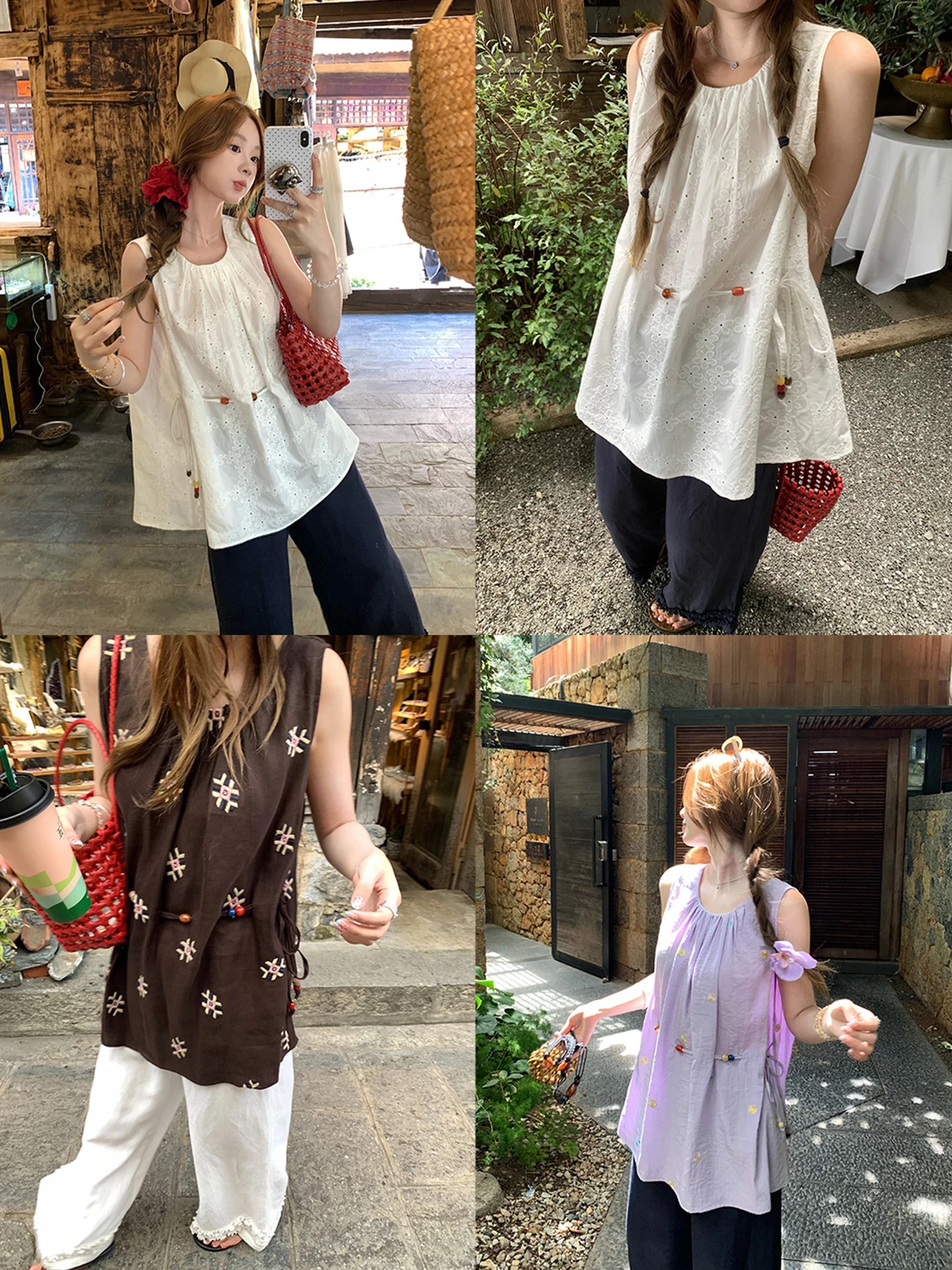 Летний повседневный хлопковый топ-жилет Imxiang Sakura Island Tea Talk с бисерной отделкой и завязками на талии для женщин
Летний повседневный хлопковый топ-жилет Imxiang Sakura Island Tea Talk с бисерной отделкой и завязками на талии для женщин