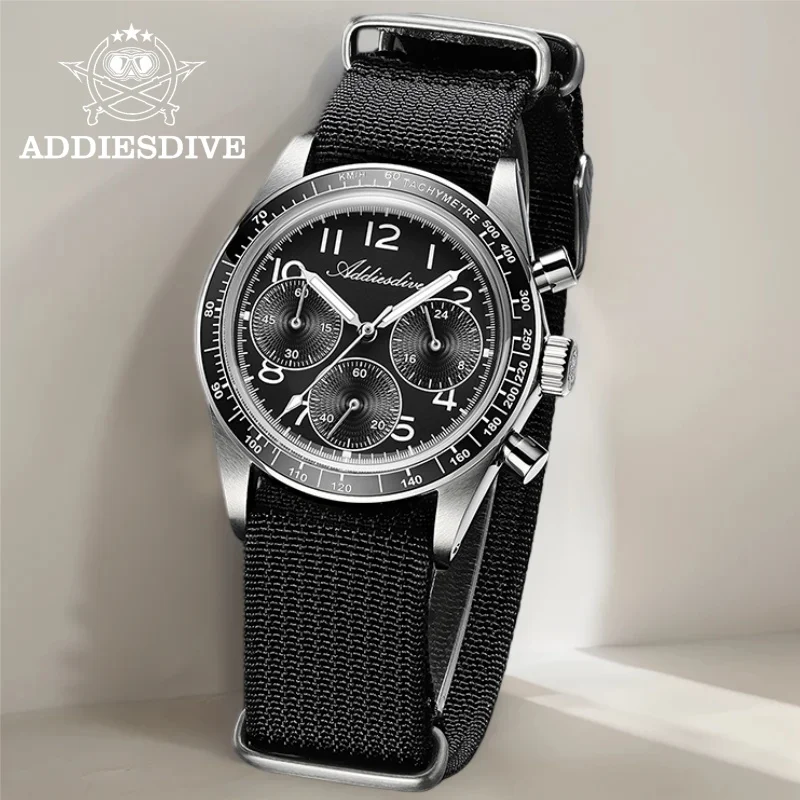 ADDIESDVIE Men Chronograph Watch AD2517 Nylon Strap 316L Stainless Steel 10Bar Waterproof VK63 BGW9 Super Luminous Quartz Watch
ADDIESDVIE Men Chronograph Watch AD2517 Nylon Strap 316L Stainless Steel 10Bar Waterproof VK63 BGW9 Super Luminous Quartz Watch
