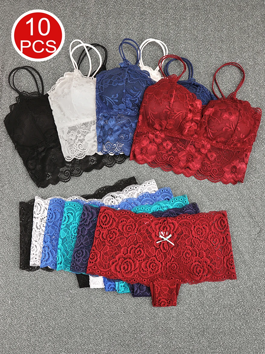 10 piece women's underwear set - Comfortable underwire underwear - Sexy women's lace top and bottom underwear
10 piece women's underwear set - Comfortable underwire underwear - Sexy women's lace top and bottom underwear