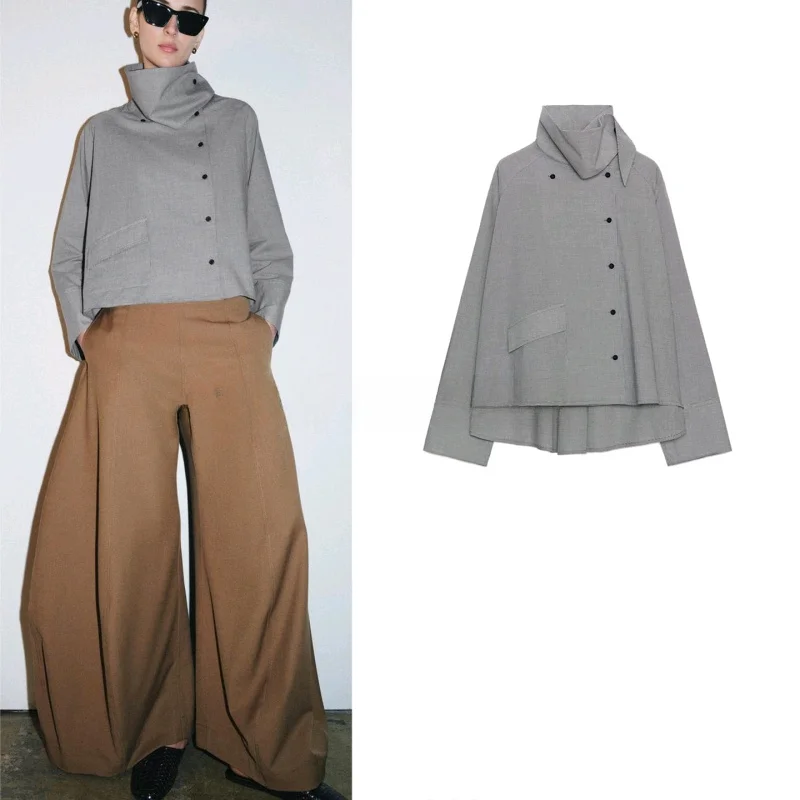 Spring New Arrival Loose Fit Long Sleeve High Collar Pleated Commute Style Women's Shirt Asymmetrical Hemline Breathable Poly...
Spring New Arrival Loose Fit Long Sleeve High Collar Pleated Commute Style Women's Shirt Asymmetrical Hemline Breathable Poly...