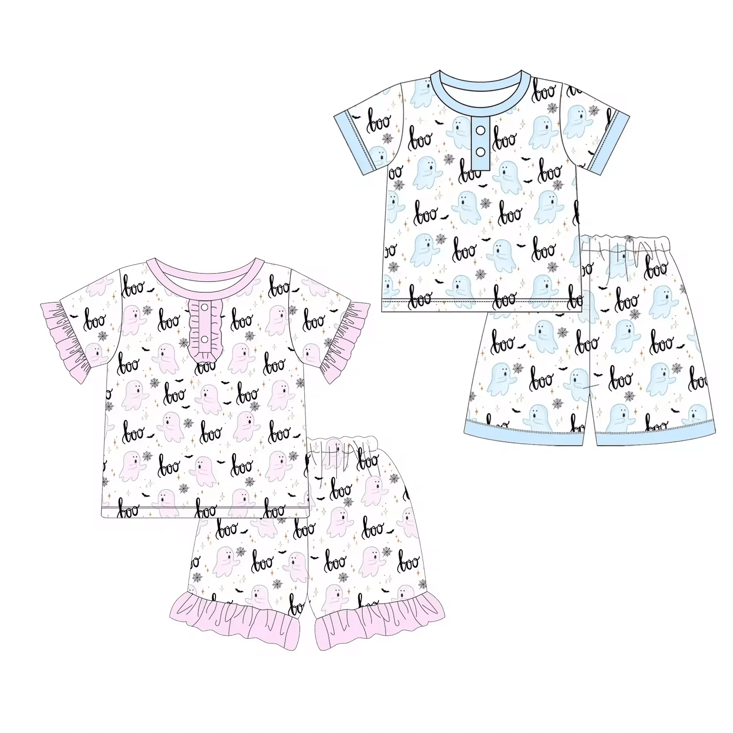 Halloween Boutique Costume Short Sleeve Lace Buttons Ghost Letter Print Shorts Lace Girls Boy Shorts Pajamas Children Set
Halloween Boutique Costume Short Sleeve Lace Buttons Ghost Letter Print Shorts Lace Girls Boy Shorts Pajamas Children Set