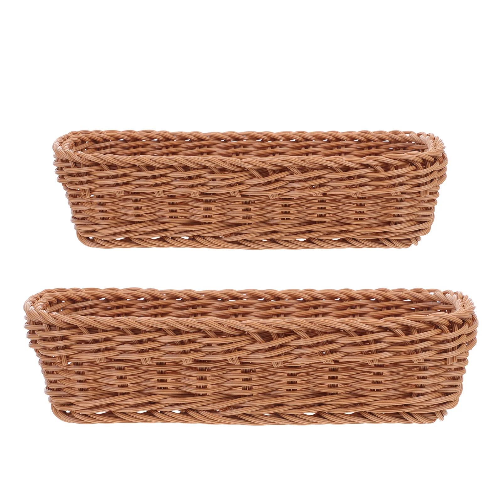 2Pcs Rattan-Style Plastic Storage Basket Small Organizer Elegant Kitchen Counter Utensil Holder Flatware Bread Fruit Tray
2Pcs Rattan-Style Plastic Storage Basket Small Organizer Elegant Kitchen Counter Utensil Holder Flatware Bread Fruit Tray