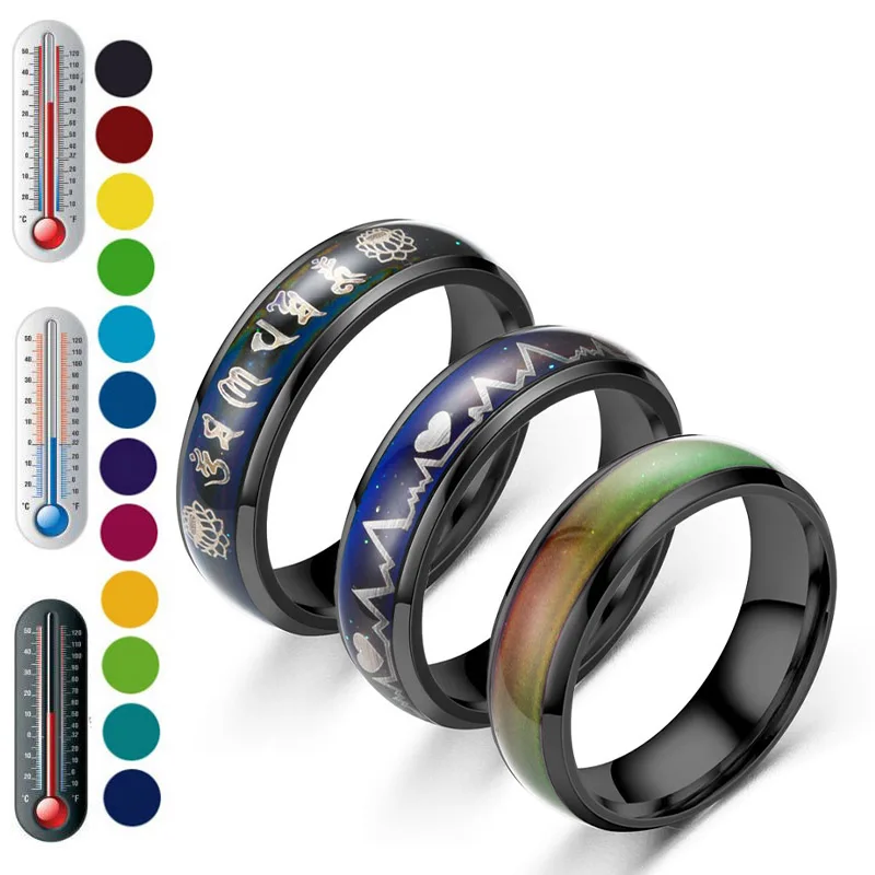 High Tech Stainless Steel Changes With Body Temperature Color Ring Om Mani Padme Hum ECG Body Sensor Neutral Smart Jewelry
High Tech Stainless Steel Changes With Body Temperature Color Ring Om Mani Padme Hum ECG Body Sensor Neutral Smart Jewelry