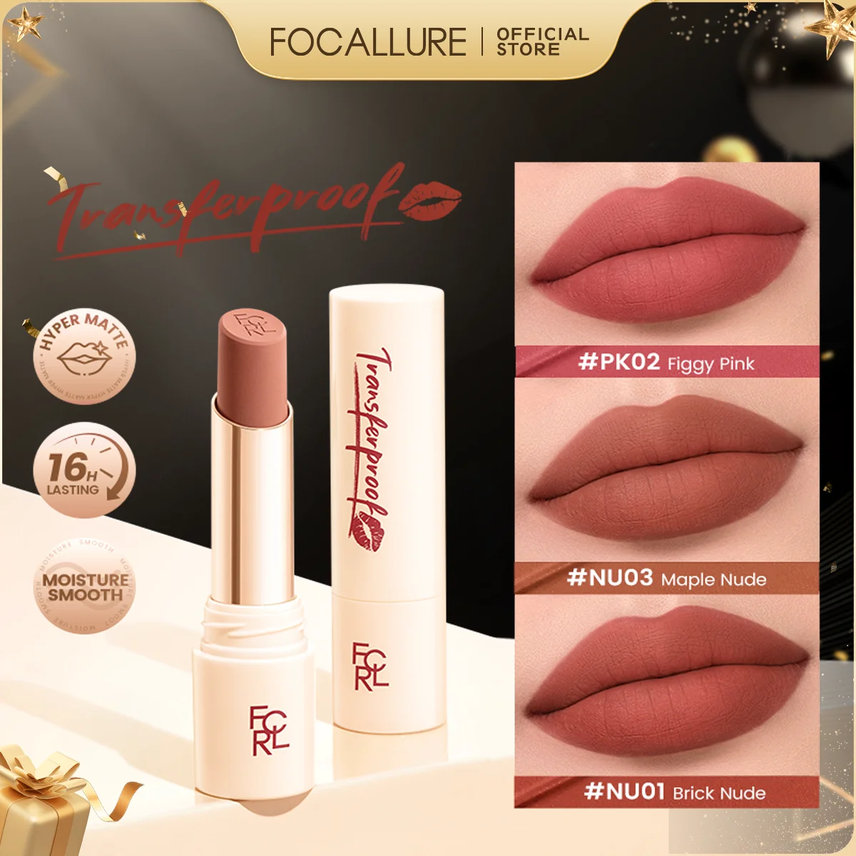 FOCALLURE Lightweight Matte Lipstick Waterproof Transferproof Lip Balm High Pigmented Moisturizing Lip Tints Makeup Cosmetics
FOCALLURE Lightweight Matte Lipstick Waterproof Transferproof Lip Balm High Pigmented Moisturizing Lip Tints Makeup Cosmetics