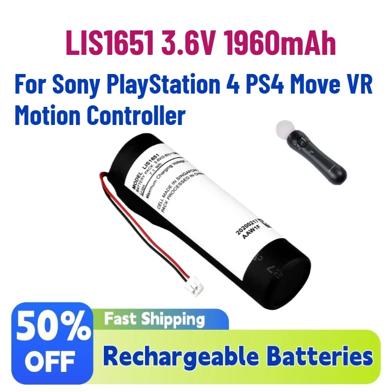 New Upgrade LIS1651 3.6V 1960mAh Rechargeable Lithium Battery Replacement for Sony PlayStation 4 PS4 Move VR Motion Controller
New Upgrade LIS1651 3.6V 1960mAh Rechargeable Lithium Battery Replacement for Sony PlayStation 4 PS4 Move VR Motion Controller