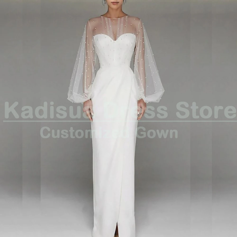 Formal White Pearls Evening Dresses Elegant Women Long Sleeve O-Neck Floor Length Dress Special Occasion Illusion Gowns Vestidos
Formal White Pearls Evening Dresses Elegant Women Long Sleeve O-Neck Floor Length Dress Special Occasion Illusion Gowns Vestidos