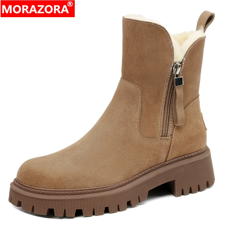 MORAZORA Size 34-43 New Cow Suede Leather Wool Snow Boots Zipper Platform Warm Winter Boots Fashion Ankle Boots For Women
MORAZORA Size 34-43 New Cow Suede Leather Wool Snow Boots Zipper Platform Warm Winter Boots Fashion Ankle Boots For Women