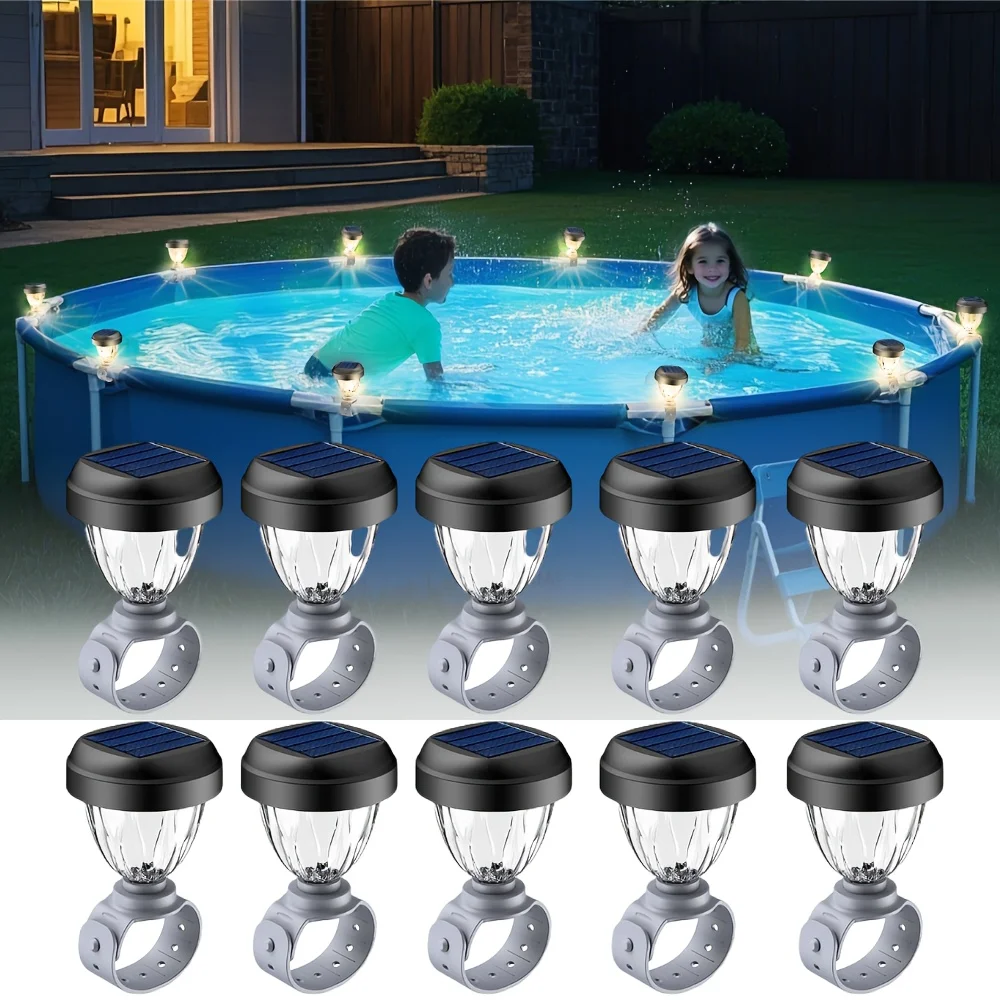 10pcs Solar Pool Lights for Above Ground Pools - LED Solar Powered Warm White Lights, with Polished Finish, Energy Saving for Holiday Nighttime Decoration (Halloween/Christmas/Valentine's/Father's Day), Hanging Solar Lights Outdoor, Festive Lighting, Mode
10pcs Solar Pool Lights for Above Ground Pools - LED Solar Powered Warm White Lights, with Polished Finish, Energy Saving for Holiday Nighttime Decoration (Halloween/Christmas/Valentine's/Father's Day), Hanging Solar Lights Outdoor, Festive Lighting, Mode