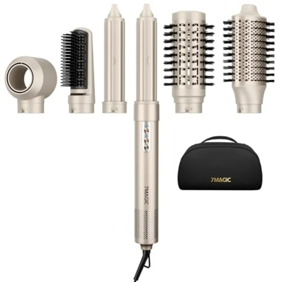 6 in 1 Multi Hair Styler Dryer Brush for professional blow dry, curling, volumizing, straightening and styling; gold-colored, h
6 in 1 Multi Hair Styler Dryer Brush for professional blow dry, curling, volumizing, straightening and styling; gold-colored, h
