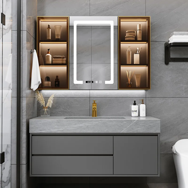 Glass Door Bathroom Cabinets Rock Plate Integrated Basin Combination Bathroom Cabinets Smart Mirror Furniture Armoire JT40B
Glass Door Bathroom Cabinets Rock Plate Integrated Basin Combination Bathroom Cabinets Smart Mirror Furniture Armoire JT40B