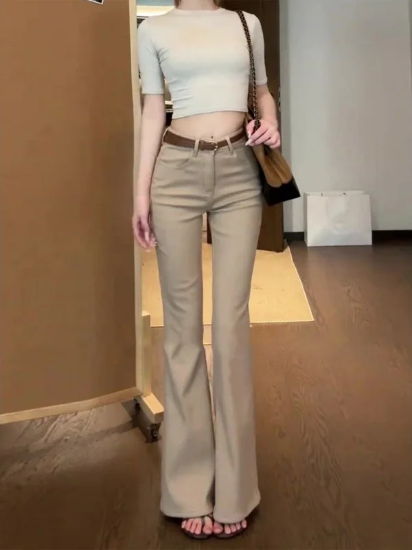 Retro Khaki Flared Jeans Women's High Waist Elastic Slimming Casual Hoof Long Pants Commute Style Winter Season Ladies
Retro Khaki Flared Jeans Women's High Waist Elastic Slimming Casual Hoof Long Pants Commute Style Winter Season Ladies