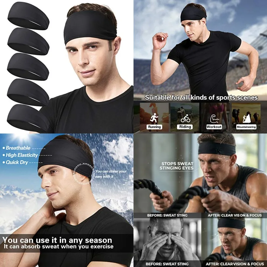 Mens Running Headband, 5Pack, Mens Sweatband Sports Headband for Running, Cycling, Basketball, Yoga, Fitness Workout Stretchy U
Mens Running Headband, 5Pack, Mens Sweatband Sports Headband for Running, Cycling, Basketball, Yoga, Fitness Workout Stretchy U