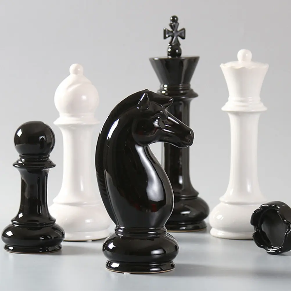 6Pcs Black Ceramic Chess Ornament Set Exquisite Workmanship Artistic Atmosphere Creating Chess Decoration for Home Office
6Pcs Black Ceramic Chess Ornament Set Exquisite Workmanship Artistic Atmosphere Creating Chess Decoration for Home Office