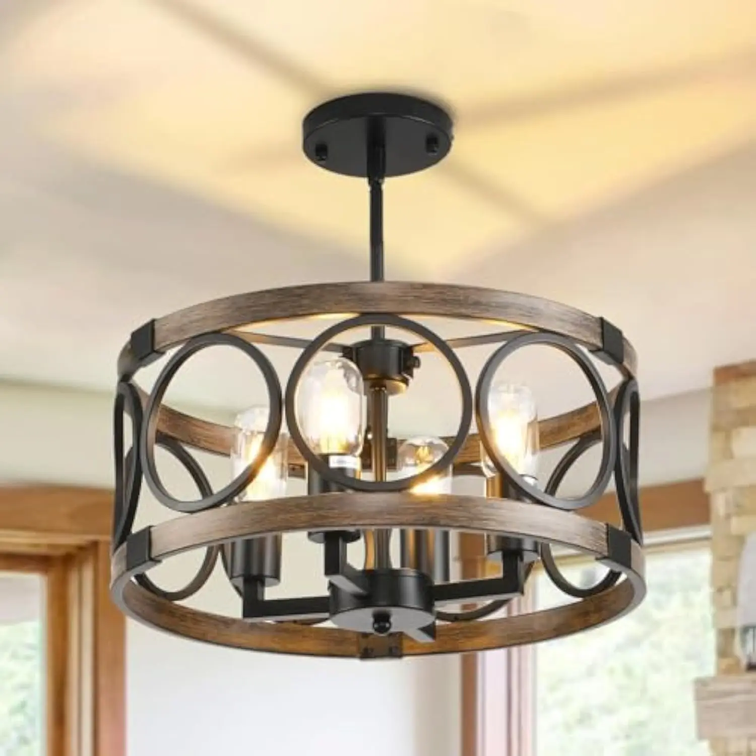 Light Fixture Kitchen 4 Light Semi Flush Mount Ceiling Light Fixture Black Rustic Farmhouse Chandelier for Dining Room with Adj
Light Fixture Kitchen 4 Light Semi Flush Mount Ceiling Light Fixture Black Rustic Farmhouse Chandelier for Dining Room with Adj