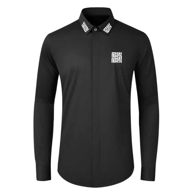 High Quality Striped Embroidered Men's Shirts Versatile Slim Fit Casual Business Dress Shirt Star Stage Performance Formal Shirt
High Quality Striped Embroidered Men's Shirts Versatile Slim Fit Casual Business Dress Shirt Star Stage Performance Formal Shirt