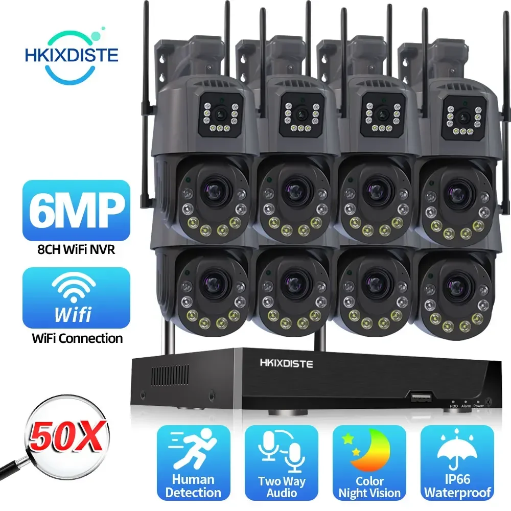 6MP 50X Zoom Wifi CCTV Camera Security System Kit 8CH 5MP Wireless NVR Set with PTZ Camera Two Way Audio for Video Surveillance
6MP 50X Zoom Wifi CCTV Camera Security System Kit 8CH 5MP Wireless NVR Set with PTZ Camera Two Way Audio for Video Surveillance
