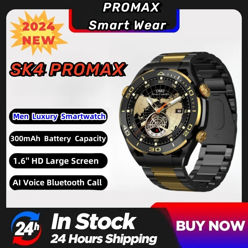 SK4 Pro MAX Men Luxury Smart Watch 1.6inch HD Large Screen AI Voice Bluetooth Call Sport Fitness Tracker Smartwatch
SK4 Pro MAX Men Luxury Smart Watch 1.6inch HD Large Screen AI Voice Bluetooth Call Sport Fitness Tracker Smartwatch