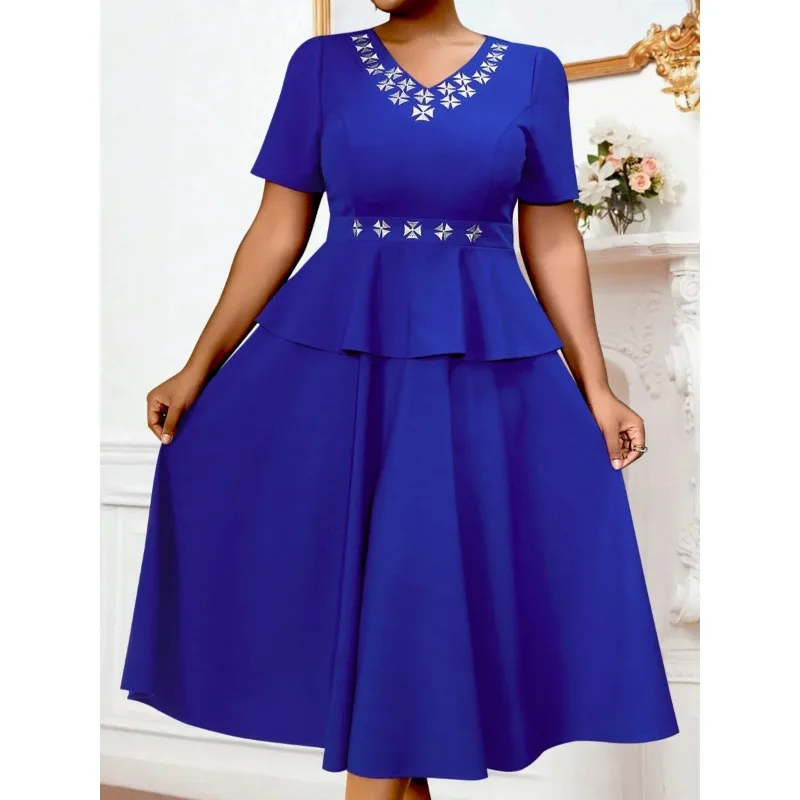 Customized Elegant V-neck Short Sleeve Embroidery Long A Swing Dresses Pleated Event Birthday Work Holiday Party Outfit Mothers
Customized Elegant V-neck Short Sleeve Embroidery Long A Swing Dresses Pleated Event Birthday Work Holiday Party Outfit Mothers