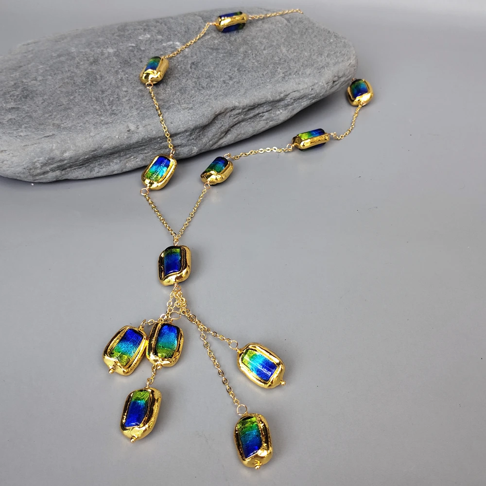 YYGEM 13x18 мм зеленый синий муранское стекло трубка-цепочка кулон Ожерелье дизайнерские бусины ювелирные изделия
YYGEM 13x18 мм зеленый синий муранское стекло трубка-цепочка кулон Ожерелье дизайнерские бусины ювелирные изделия