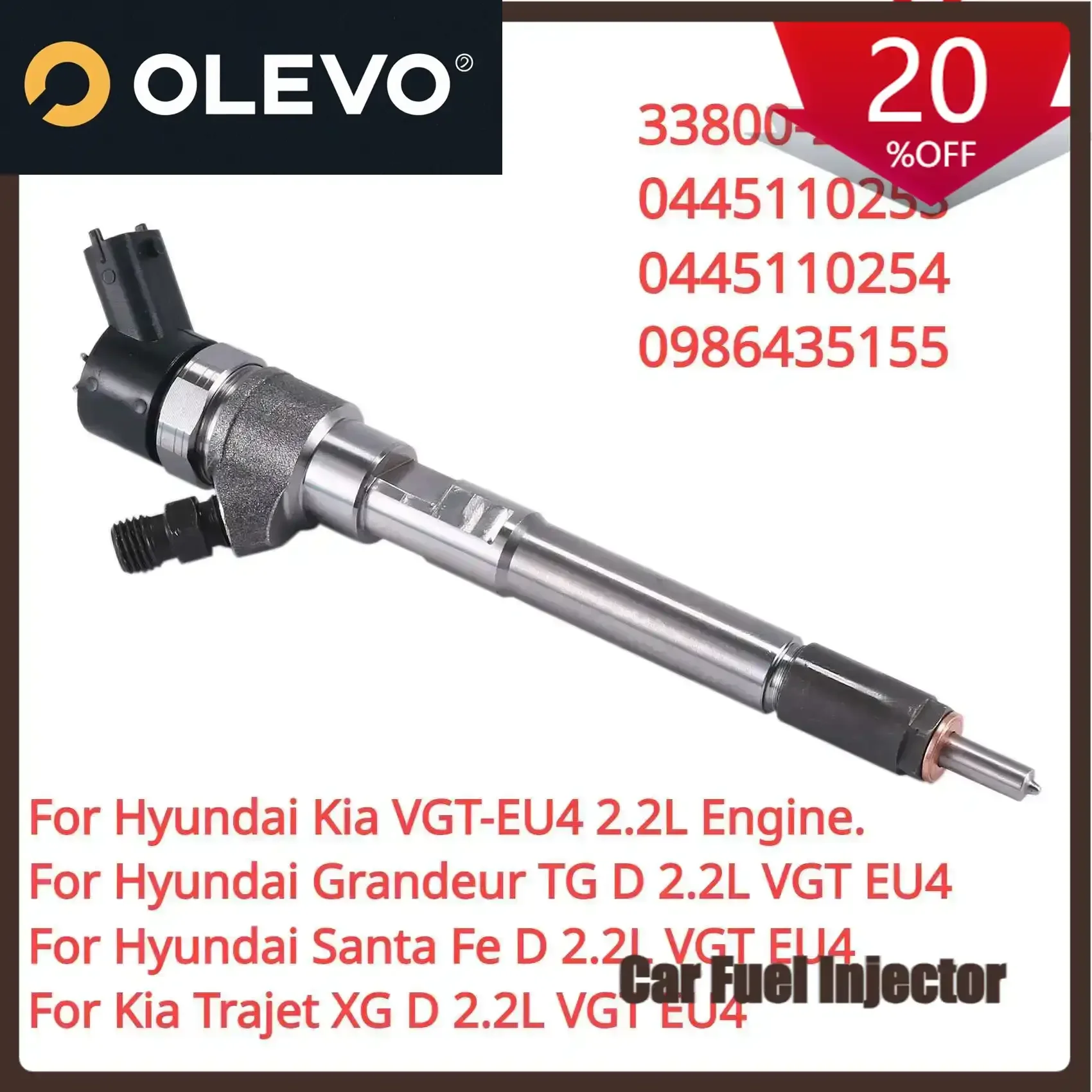 Suitable 33800-27800 0445110253 0445110254 New CRDI Diesel Fuel Injector For Hyundai Santa Fe KIA VGT EU4 2.2L Engine.
Suitable 33800-27800 0445110253 0445110254 New CRDI Diesel Fuel Injector For Hyundai Santa Fe KIA VGT EU4 2.2L Engine.