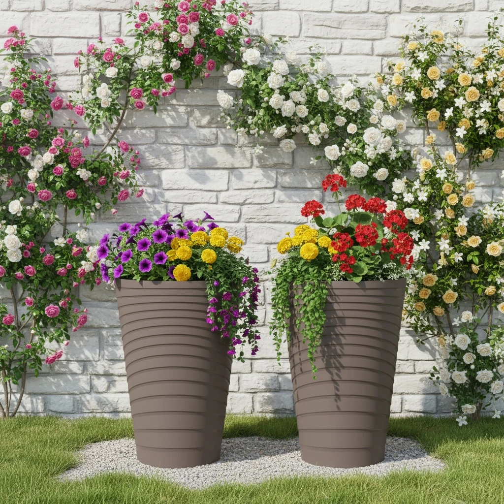 Set of 2 Large 18” Heavy-Duty Plastic Flower Pots with Built-in Handle & Insert Bucket Design - Easy-Carry Planters Suitable for
Set of 2 Large 18” Heavy-Duty Plastic Flower Pots with Built-in Handle & Insert Bucket Design - Easy-Carry Planters Suitable for
