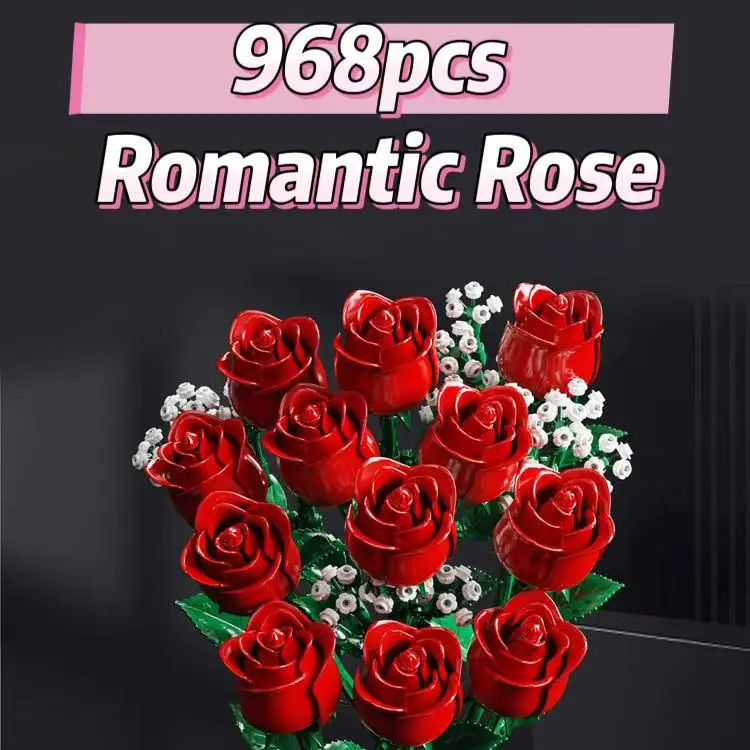 968PC Romantic Rose Flower Bouquet Building Blocks Valentine's Day Gift for Women/Men,for Home Decor Gifts for Anniversary
968PC Romantic Rose Flower Bouquet Building Blocks Valentine's Day Gift for Women/Men,for Home Decor Gifts for Anniversary