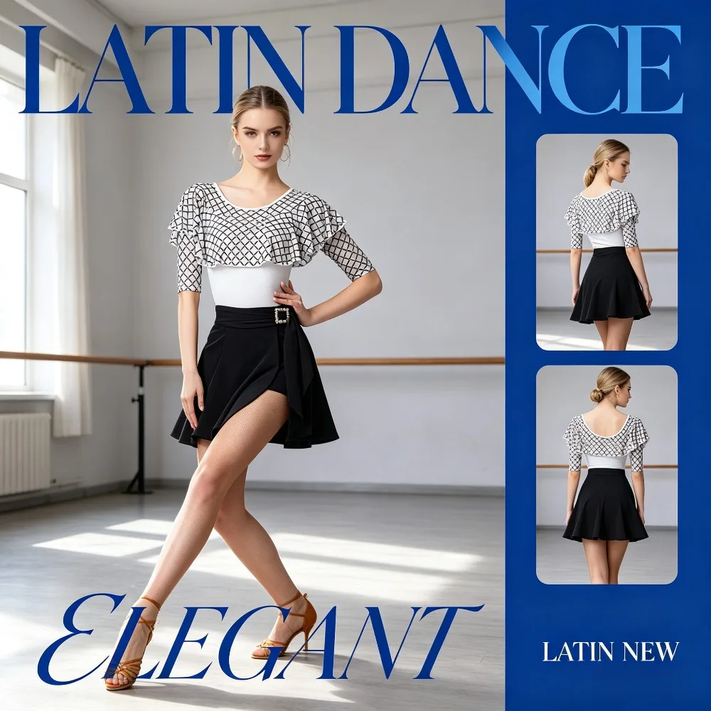 Women Round Neck Ruffle Latin Dance Competition Top,Medium Sleeve Summer Dancewear Top, Modern Waltz Practice Elegant Prom Dress
Women Round Neck Ruffle Latin Dance Competition Top,Medium Sleeve Summer Dancewear Top, Modern Waltz Practice Elegant Prom Dress