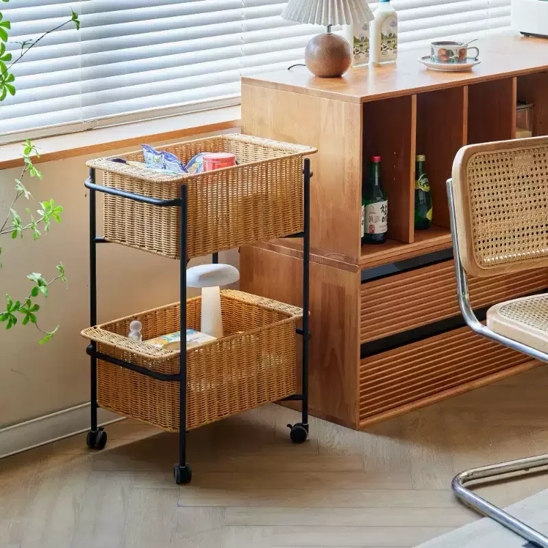Japanese-Style Rattan Rolling Cart Vintage Snack Organizer Bathroom Multi-Layer Storage Rack Compact Standing Shelf Unit
Japanese-Style Rattan Rolling Cart Vintage Snack Organizer Bathroom Multi-Layer Storage Rack Compact Standing Shelf Unit