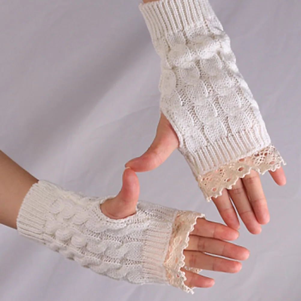 Women Winter Warm Knitted Crochet Long Fingerless Lace Arm Warmers Gloves Mittens Thumb Hole White Fashionable Cozy Breathable
Women Winter Warm Knitted Crochet Long Fingerless Lace Arm Warmers Gloves Mittens Thumb Hole White Fashionable Cozy Breathable