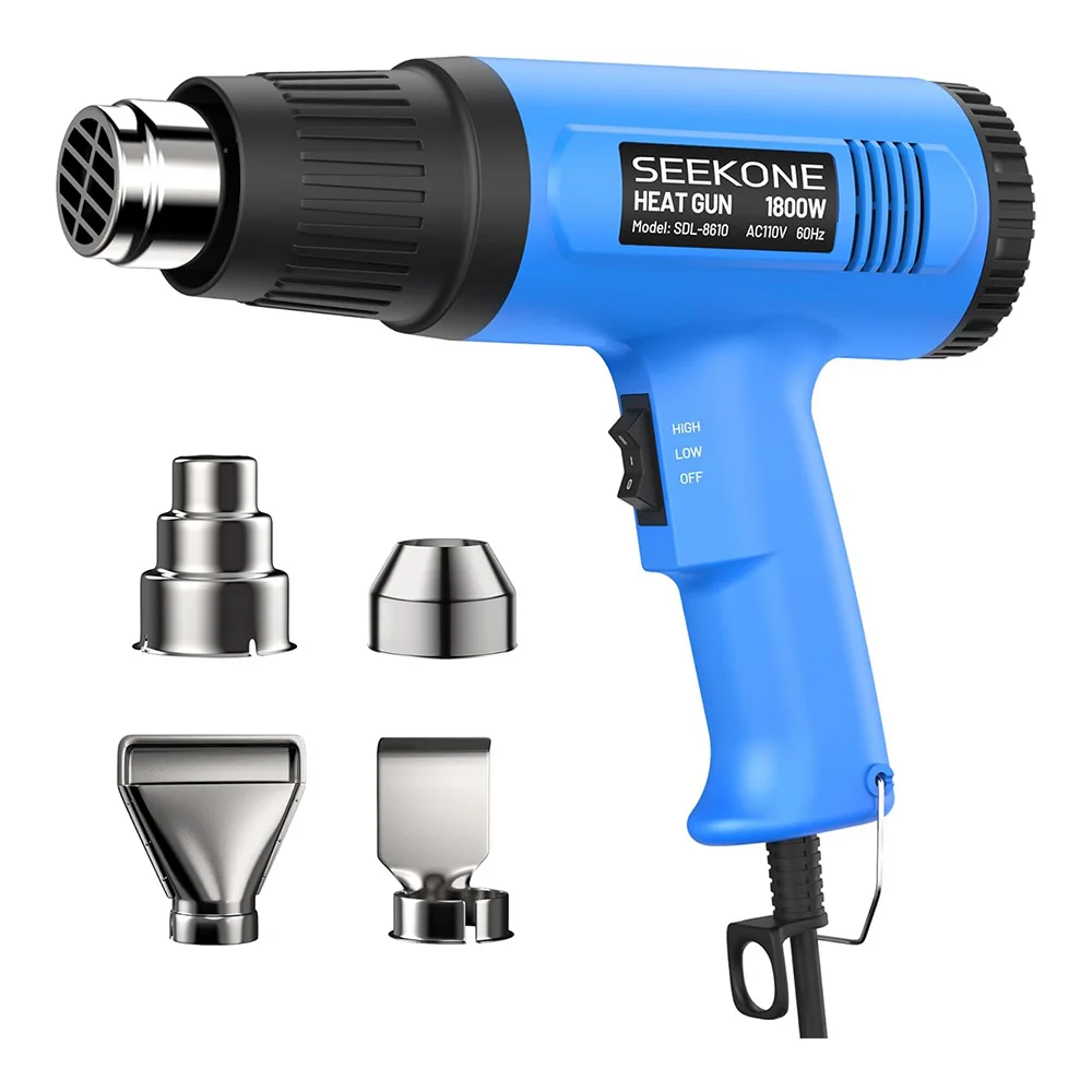 Heat Gun, 2000W Heavy Duty Hot Air Gun Kit Hot Heat Gun with Overheat Protection, 4 Nozzles Included, for Shrinking PVC,
Heat Gun, 2000W Heavy Duty Hot Air Gun Kit Hot Heat Gun with Overheat Protection, 4 Nozzles Included, for Shrinking PVC,