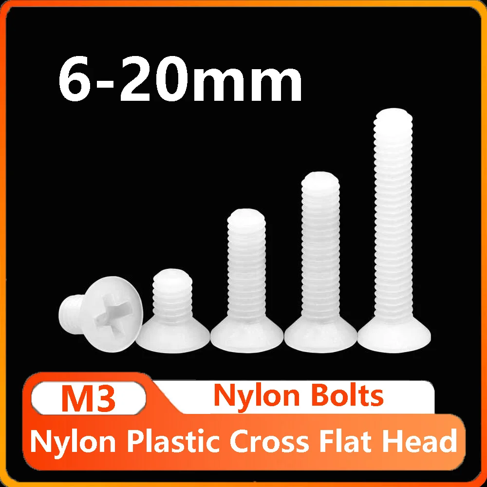 10/20/50/100Pcs M3x6/8/10/12/15/18/20mm White Nylon Plastic Cross Flat Head Screw Phillips Countersunk Head Screws Bolt
10/20/50/100Pcs M3x6/8/10/12/15/18/20mm White Nylon Plastic Cross Flat Head Screw Phillips Countersunk Head Screws Bolt